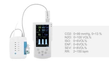 Portable Capnoxi Capnography Gas Analyzer Display with SpO2 Monitor, SpO2 with Gas Analyzer