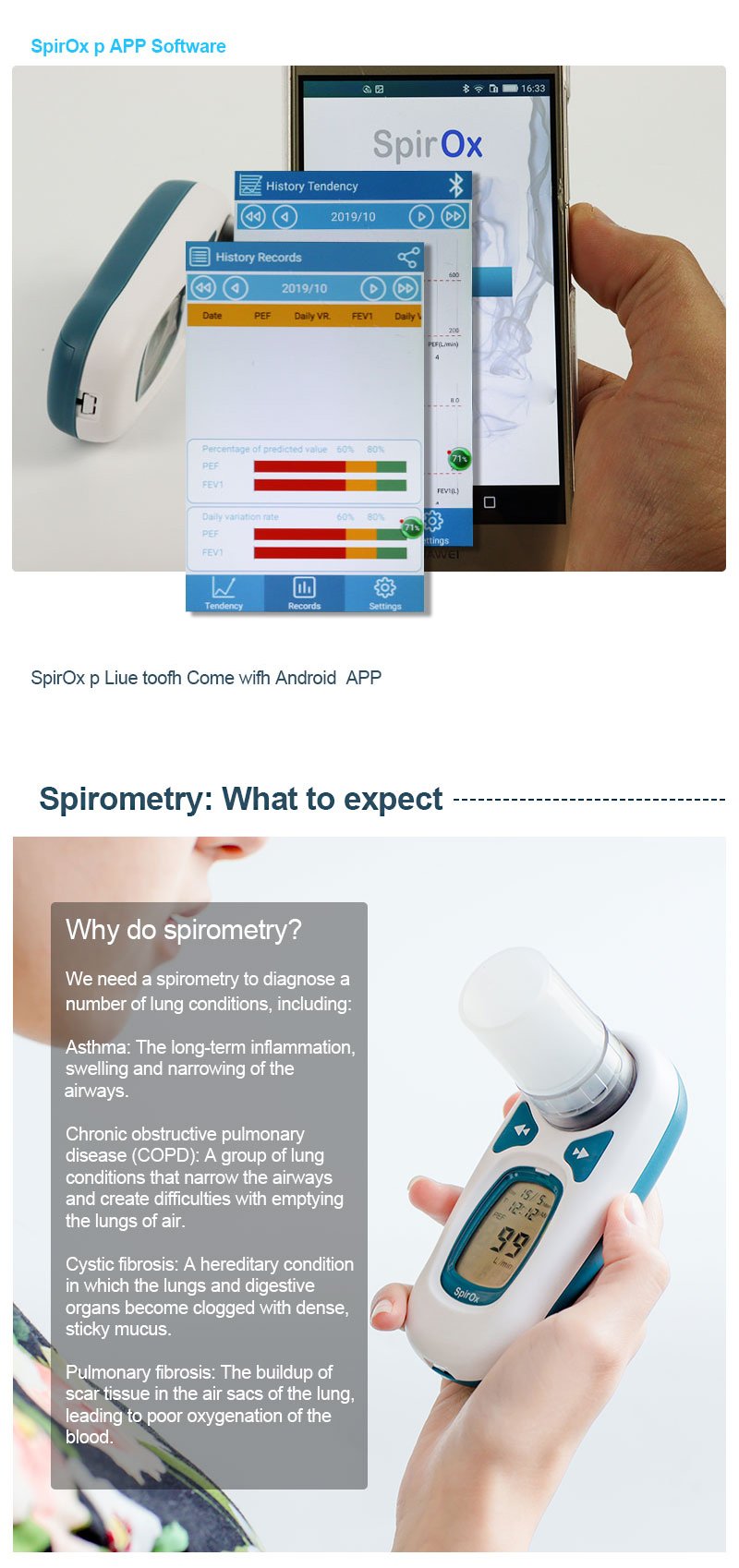 Pocket Spirometer with PC Spirometry Reports, Lung Diagnosis