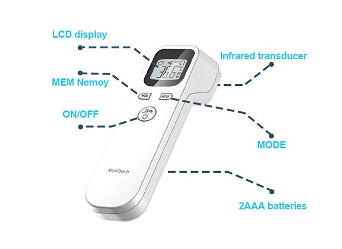 Digital Infrared Non-Contact Thermometer, Forehead Thermometer for Adults and Babies, MDT-90C