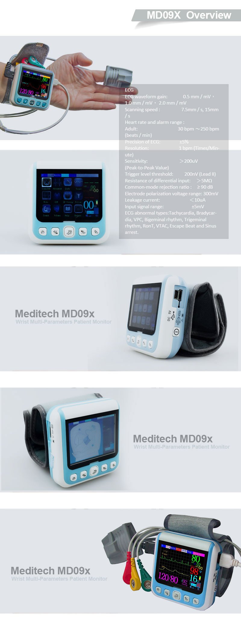 MD09X Wrist Multi-Parameters and Individual Parameter Patient Monitor