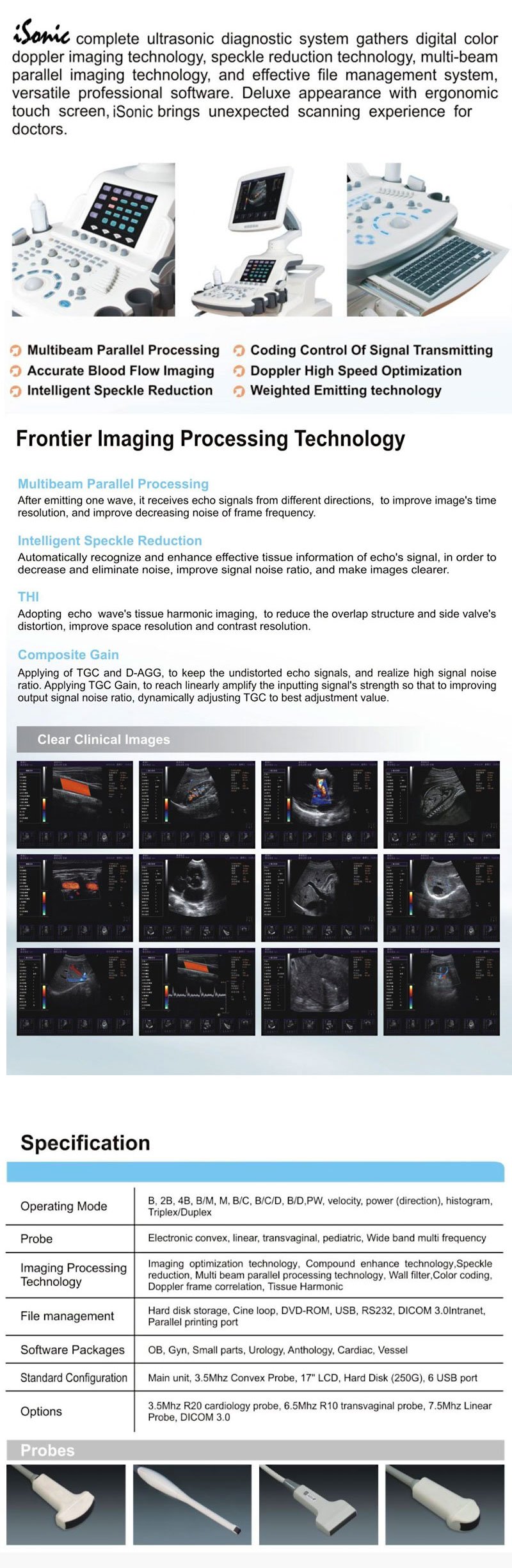 iSonic High Quality Images Color Ultrasound Scanner
