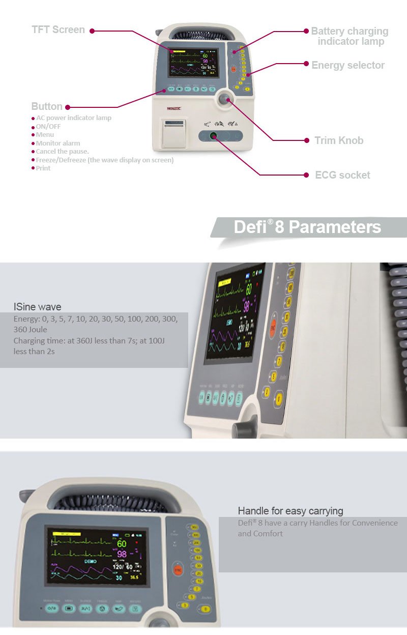 Defibrillator Professional Heart Shock Device with ECG Monitor Defi®8