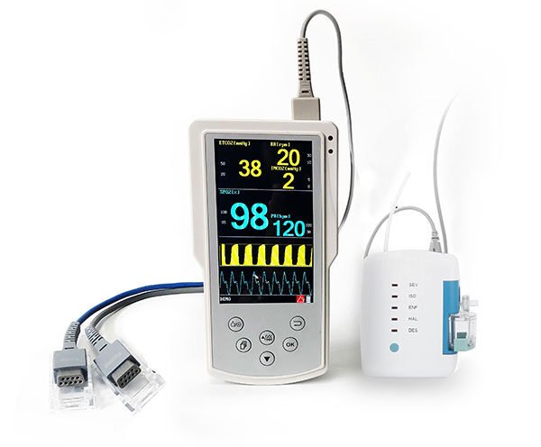 Portable Capnoxi Capnography Gas Analyzer Display with SpO2 Monitor, SpO2 with Gas Analyzer